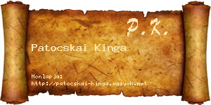 Patocskai Kinga névjegykártya